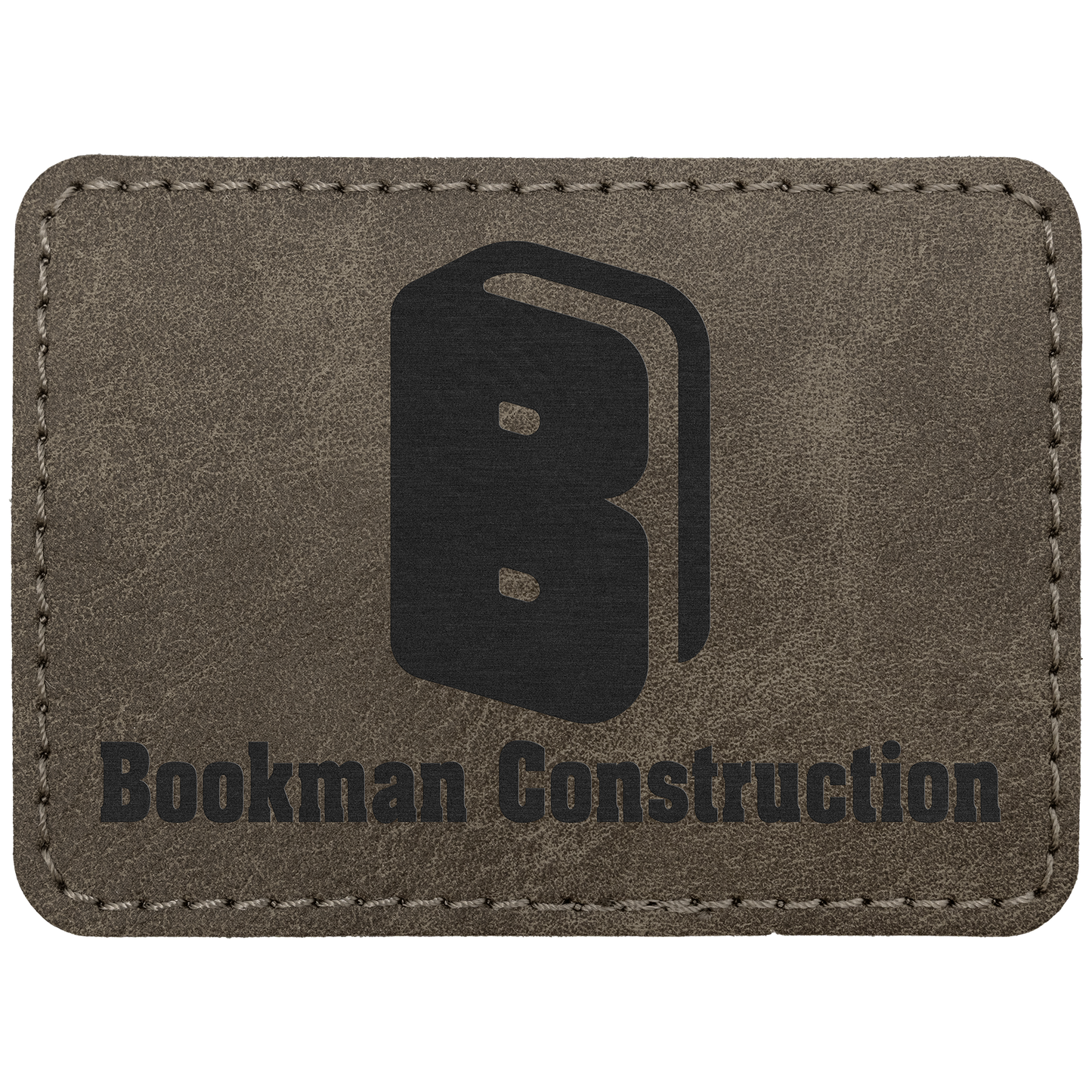 3.5" x 2.5" Dark Gray Rectangle Leatherette Patch Premier – item PTH293 image 2