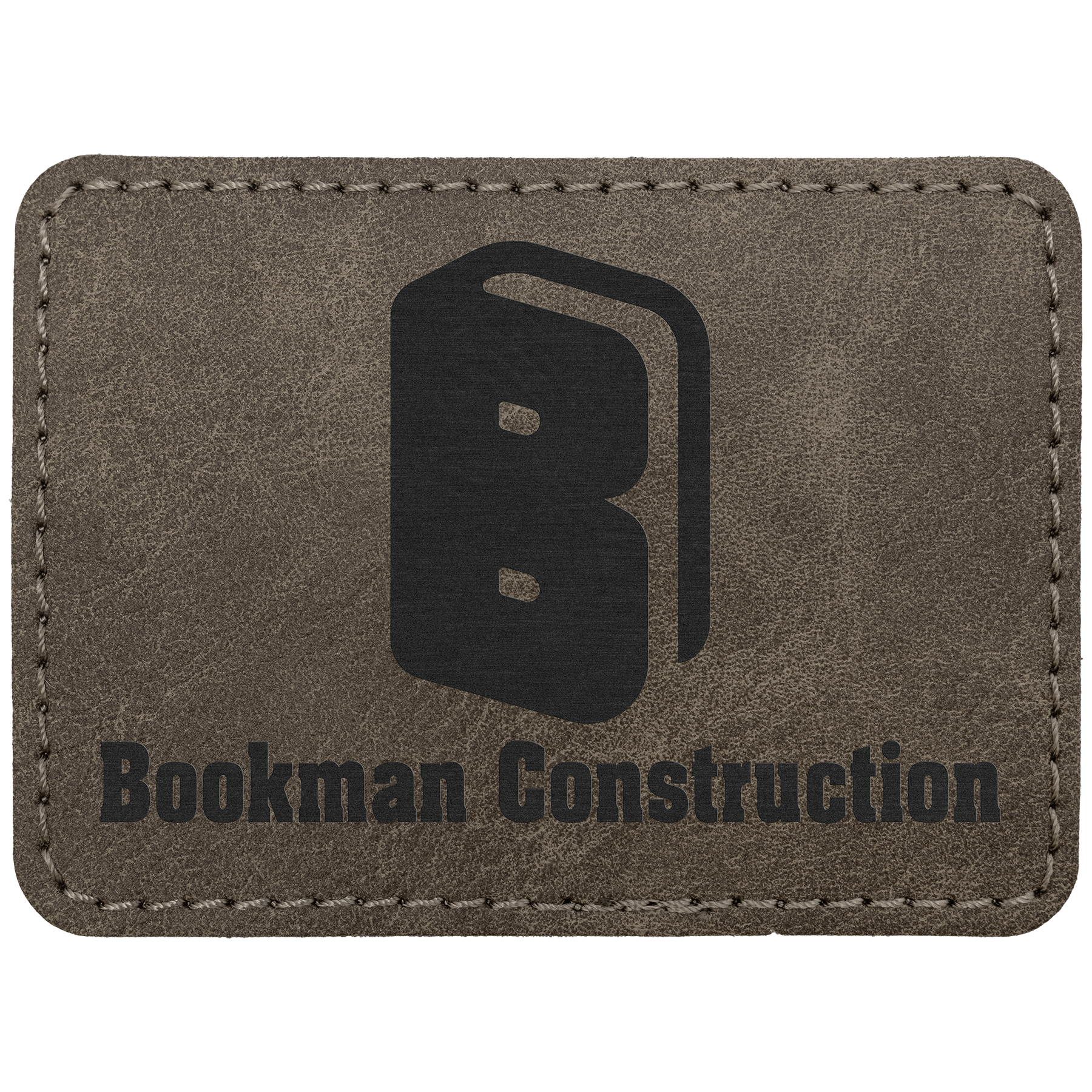 3.5" x 2.5" Dark Gray Rectangle Leatherette Patch Premier – item PTH293 image 2