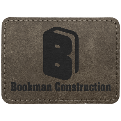 3.5" x 2.5" Dark Gray Rectangle Leatherette Patch Premier – item PTH293 image 2