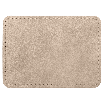 3.5" x 2.5" Light Tan Rectangle Leatherette Patch Premier – item PTH294 image 3