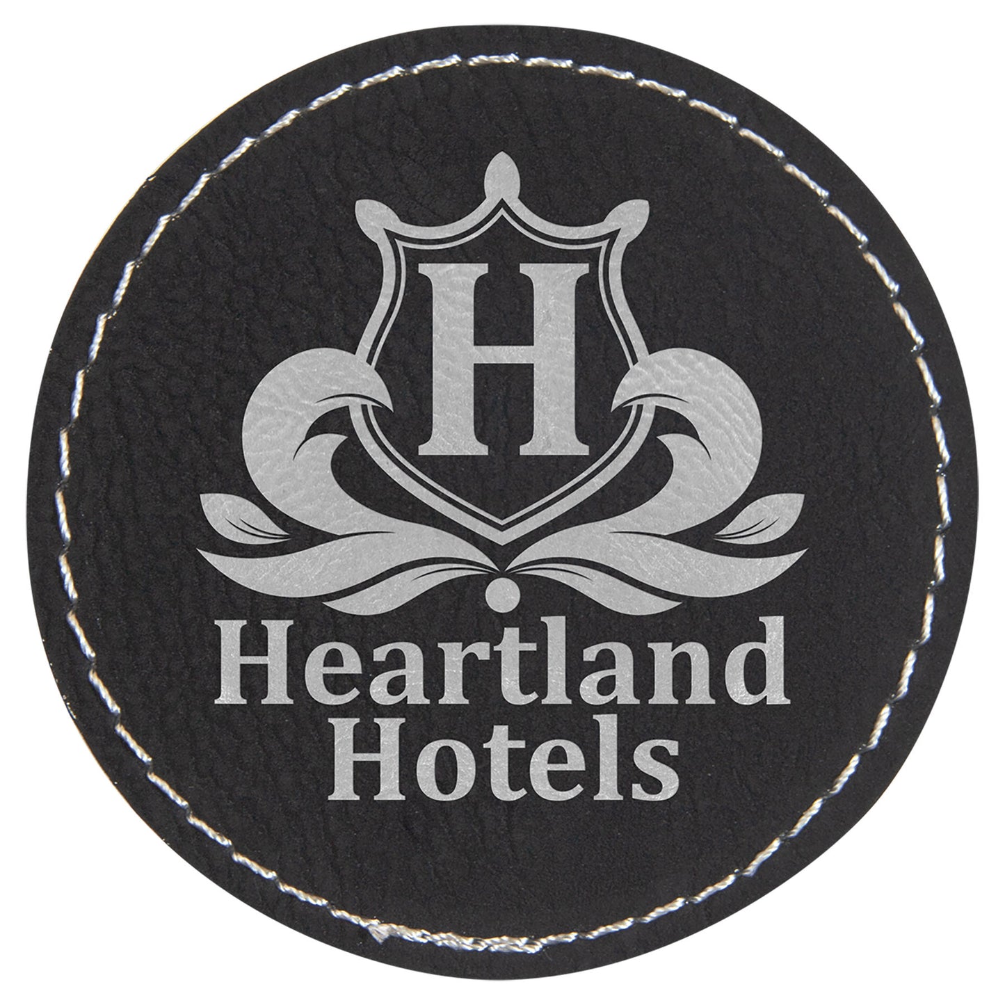 2.5" x 2.5" Black/Silver Round Patch with Adhesive – item PTH303 image 2