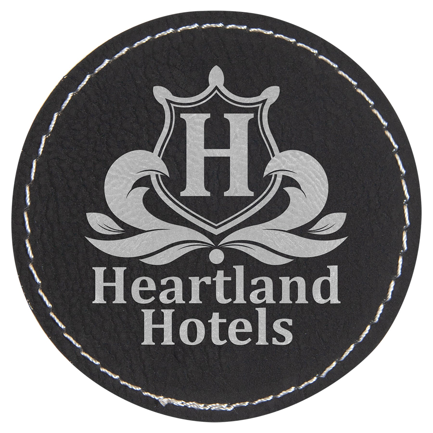 2.5" x 2.5" Black/Silver Round Patch with Adhesive – item PTH303 image 2