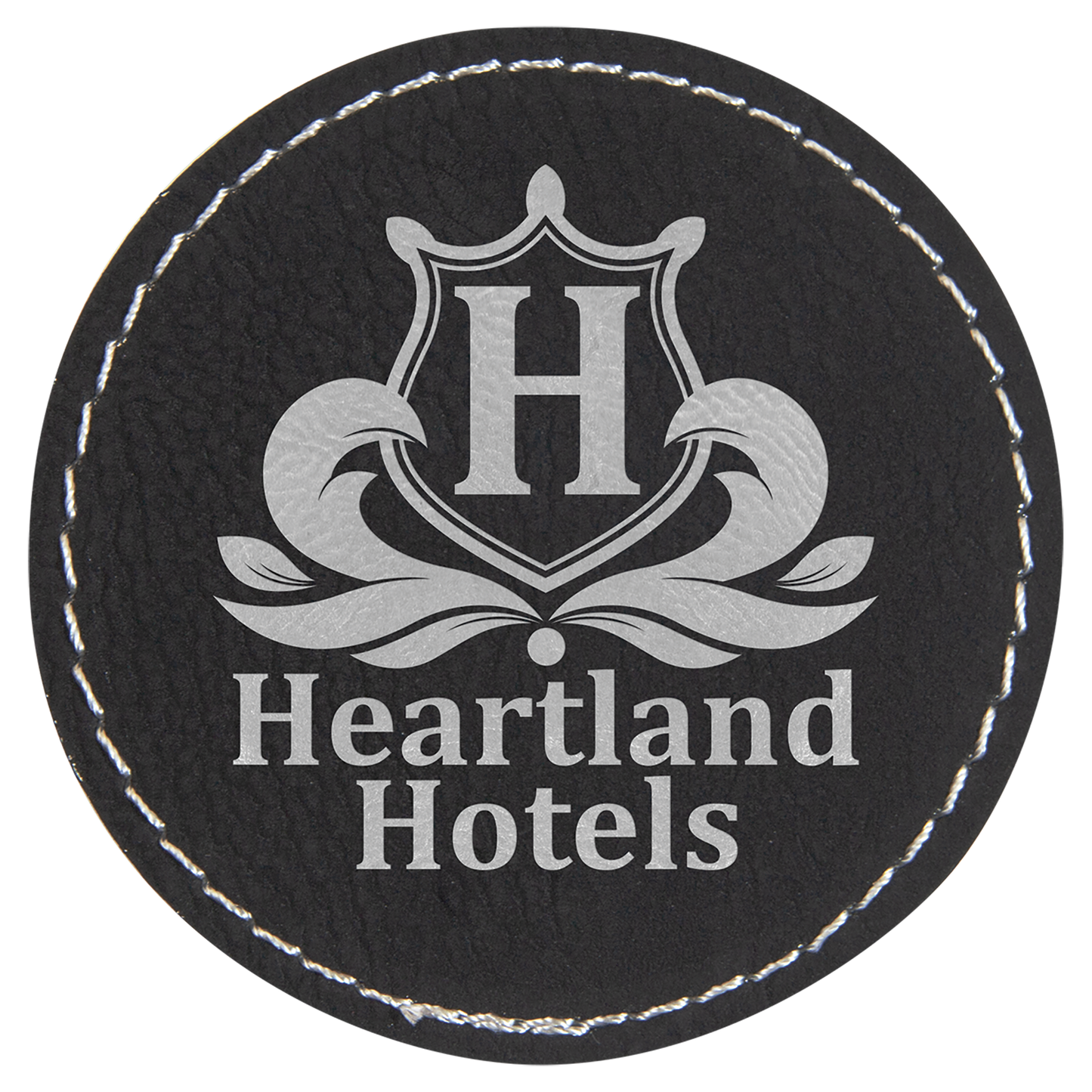 2.5" x 2.5" Black/Silver Round Patch with Adhesive – item PTH303