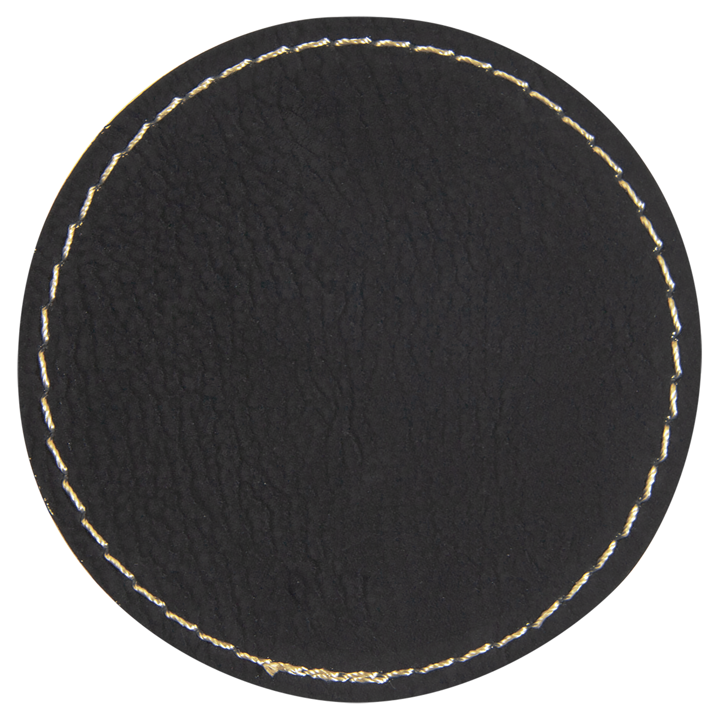 2.5" x 2.5" Black/Gold Round Leatherette Patch with Adhesive – item PTH306 image 2