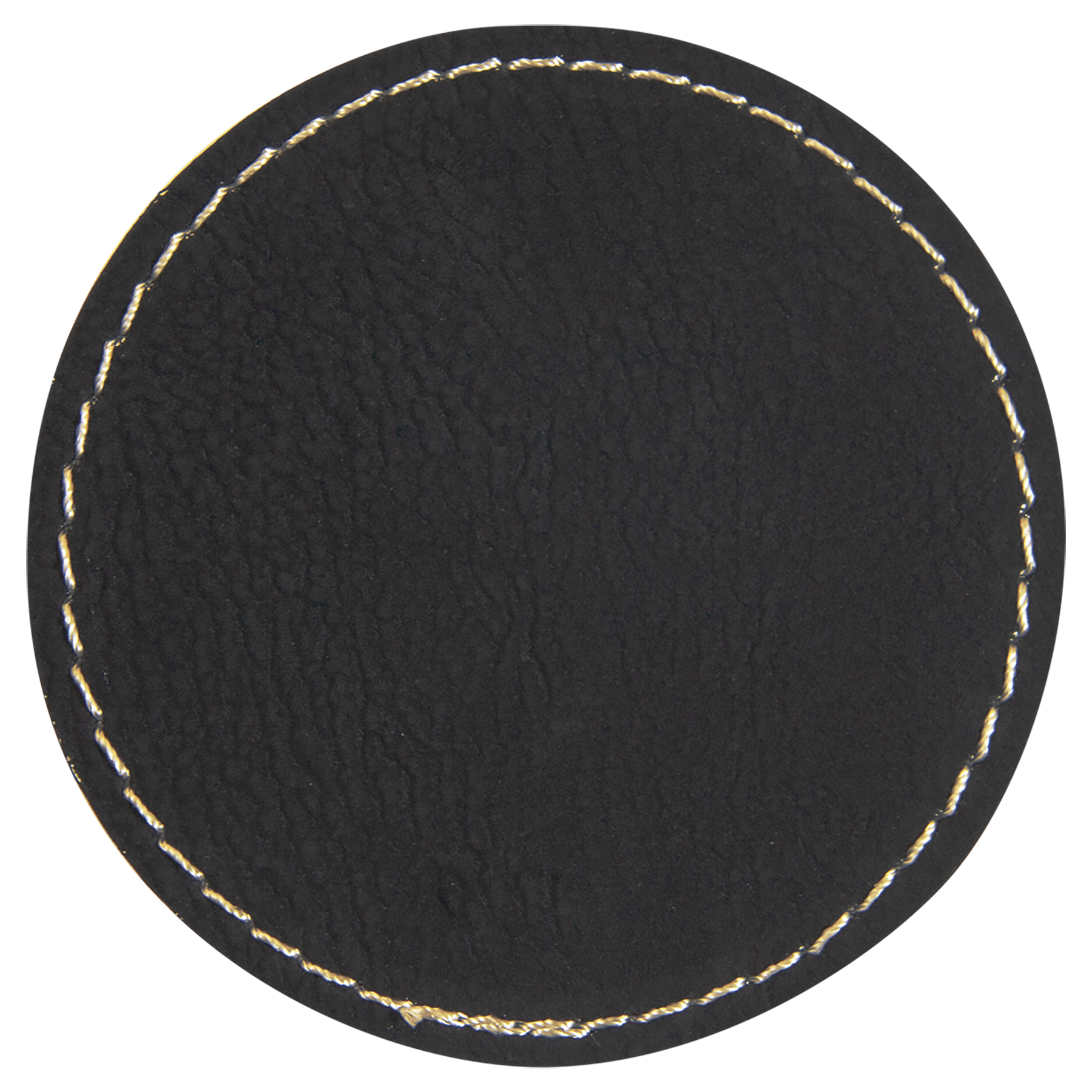 2.5" x 2.5" Black/Gold Round Leatherette Patch with Adhesive – item PTH306 image 2