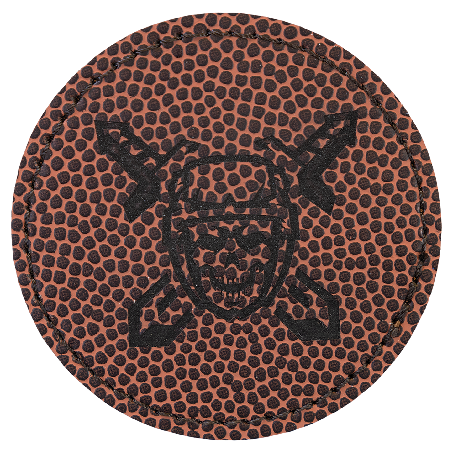 2.5" x 2.5" Football Round Leatherette Patch with Adhesive – item PTH315