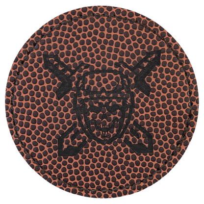 2.5" x 2.5" Football Round Leatherette Patch with Adhesive – item PTH315