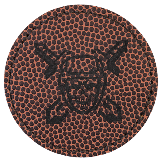 2.5" x 2.5" Football Round Leatherette Patch with Adhesive – item PTH315