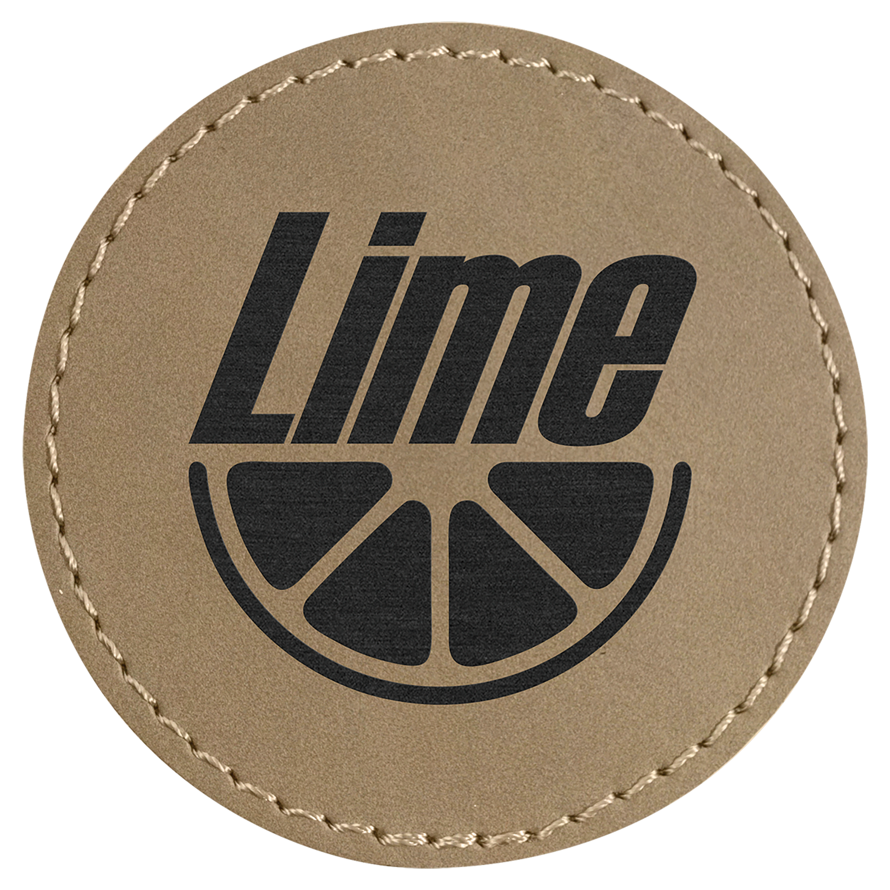 2.5" x 2.5" Light Brown Round Leatherette Patch with Pro – item PTH351