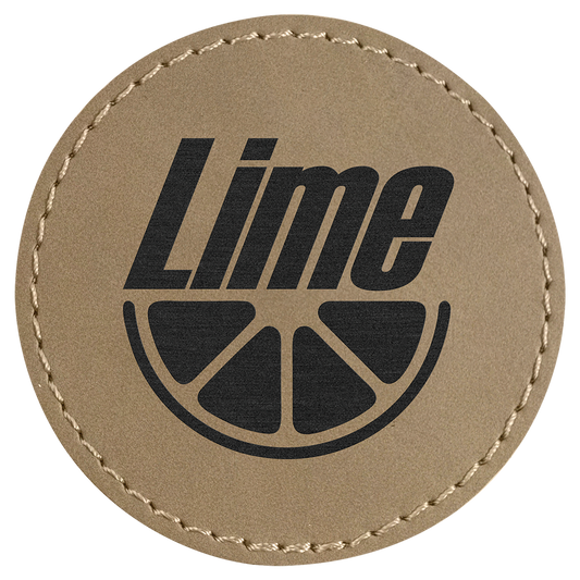 2.5" x 2.5" Light Brown Round Leatherette Patch with Pro – item PTH351