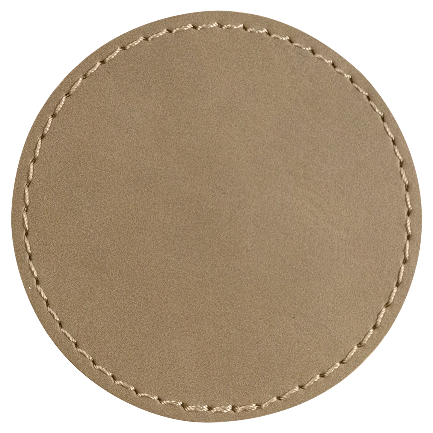 2.5" x 2.5" Light Brown Round Leatherette Patch with Pro – item PTH351 image 2