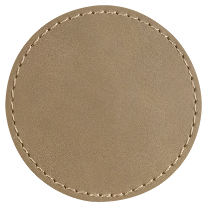 2.5" x 2.5" Light Brown Round Leatherette Patch with Pro – item PTH351 image 2