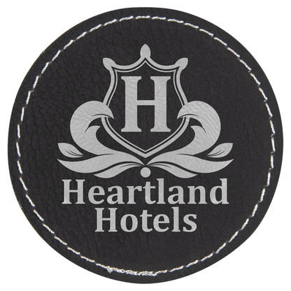 2.5" x 2.5" Black/Silver Round Leatherette Patch with Pro – item PTH353 image 3