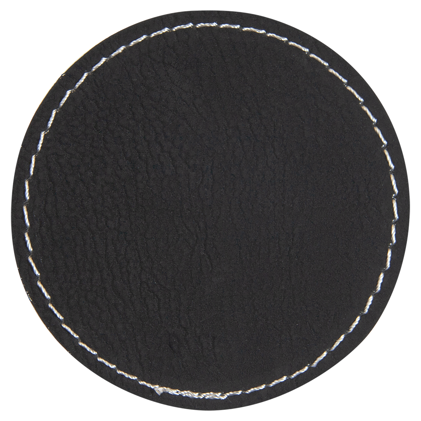 2.5" x 2.5" Black/Silver Round Leatherette Patch with Pro – item PTH353 image 2