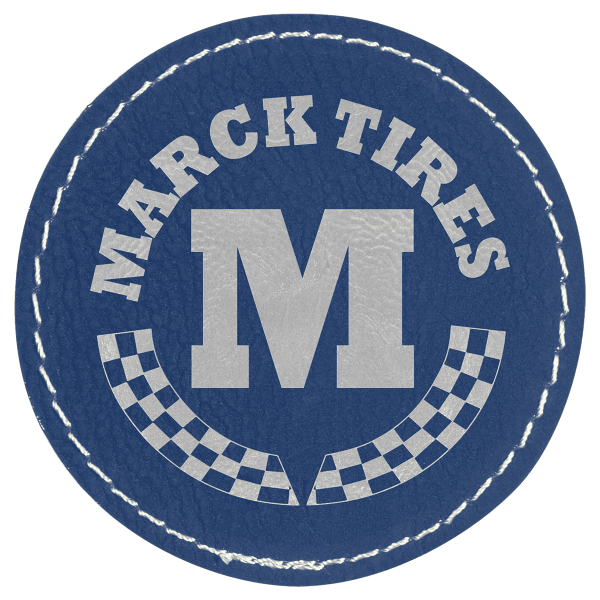 2.5" x 2.5" Blue/Silver Round Leatherette Patch with Pro – item PTH359 image 3