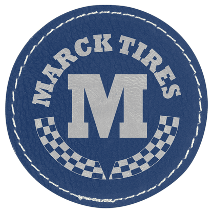 2.5" x 2.5" Blue/Silver Round Leatherette Patch with Pro – item PTH359 image 3