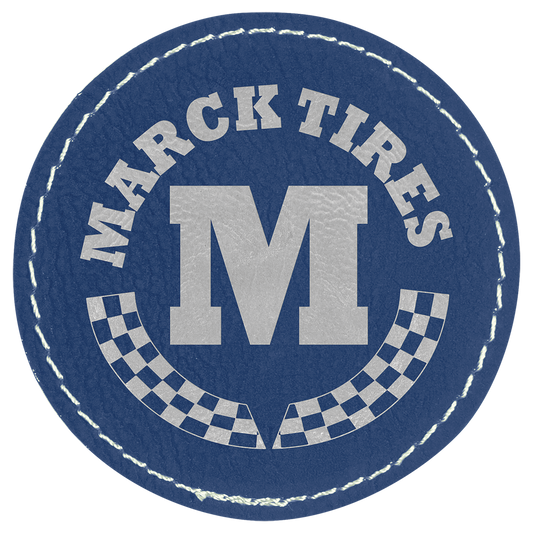 2.5" x 2.5" Blue/Silver Round Leatherette Patch with Pro – item PTH359