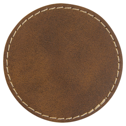 2.5" x 2.5" Rustic/Gold Round Leatherette Patch with Pro – item PTH360 image 2