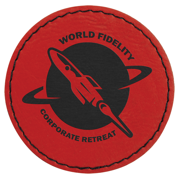 2.5" x 2.5" Red Round Leatherette Patch with Pro Adhesive – item PTH361 image 3