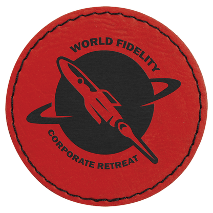 2.5" x 2.5" Red Round Leatherette Patch with Pro Adhesive – item PTH361 image 3