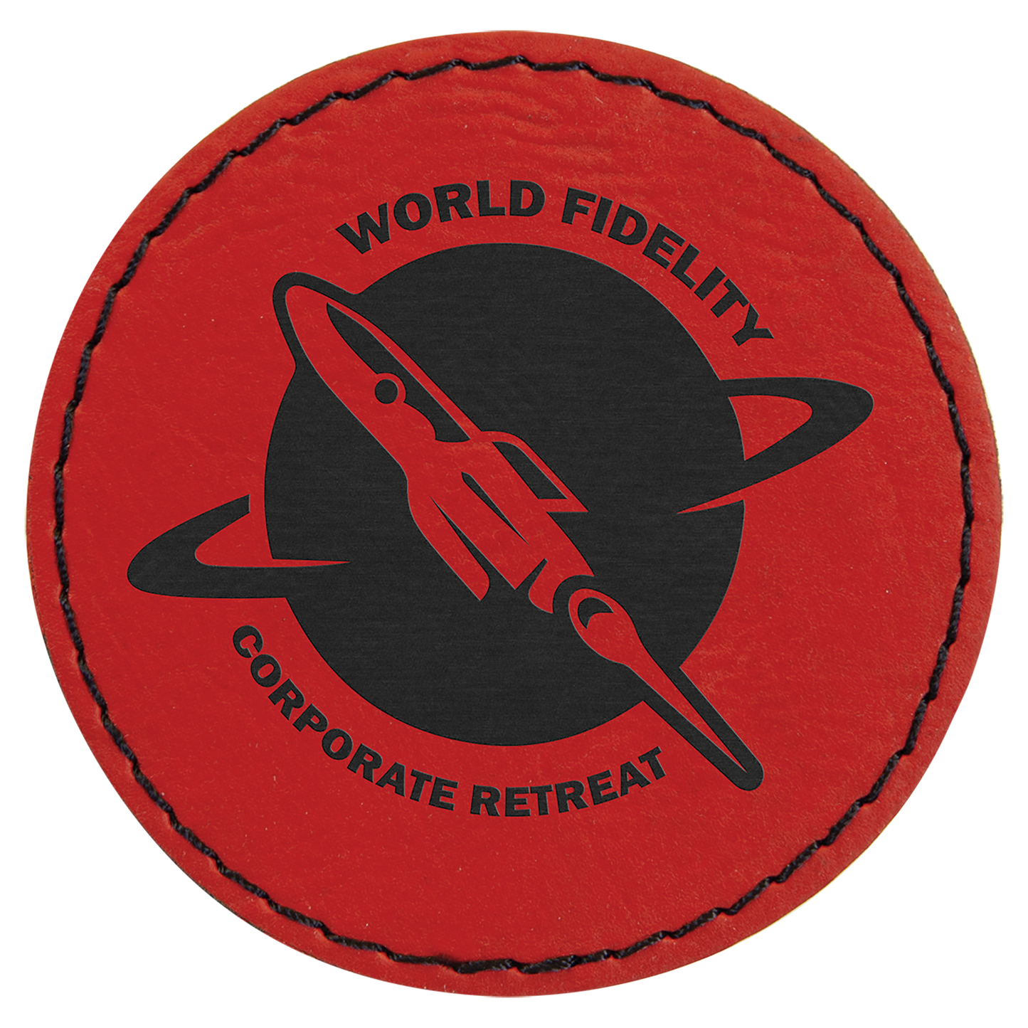 2.5" x 2.5" Red Round Leatherette Patch with Pro Adhesive – item PTH361