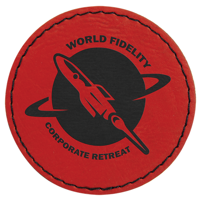 2.5" x 2.5" Red Round Leatherette Patch with Pro Adhesive – item PTH361