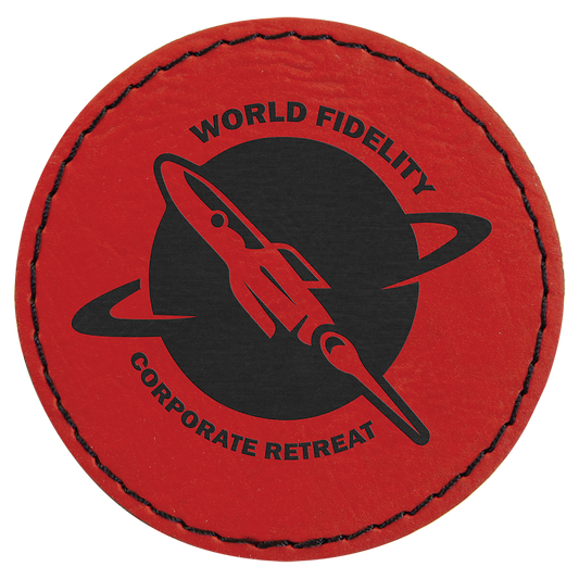 2.5" x 2.5" Red Round Leatherette Patch with Pro Adhesive – item PTH361