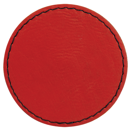 2.5" x 2.5" Red Round Leatherette Patch with Pro Adhesive – item PTH361 image 2