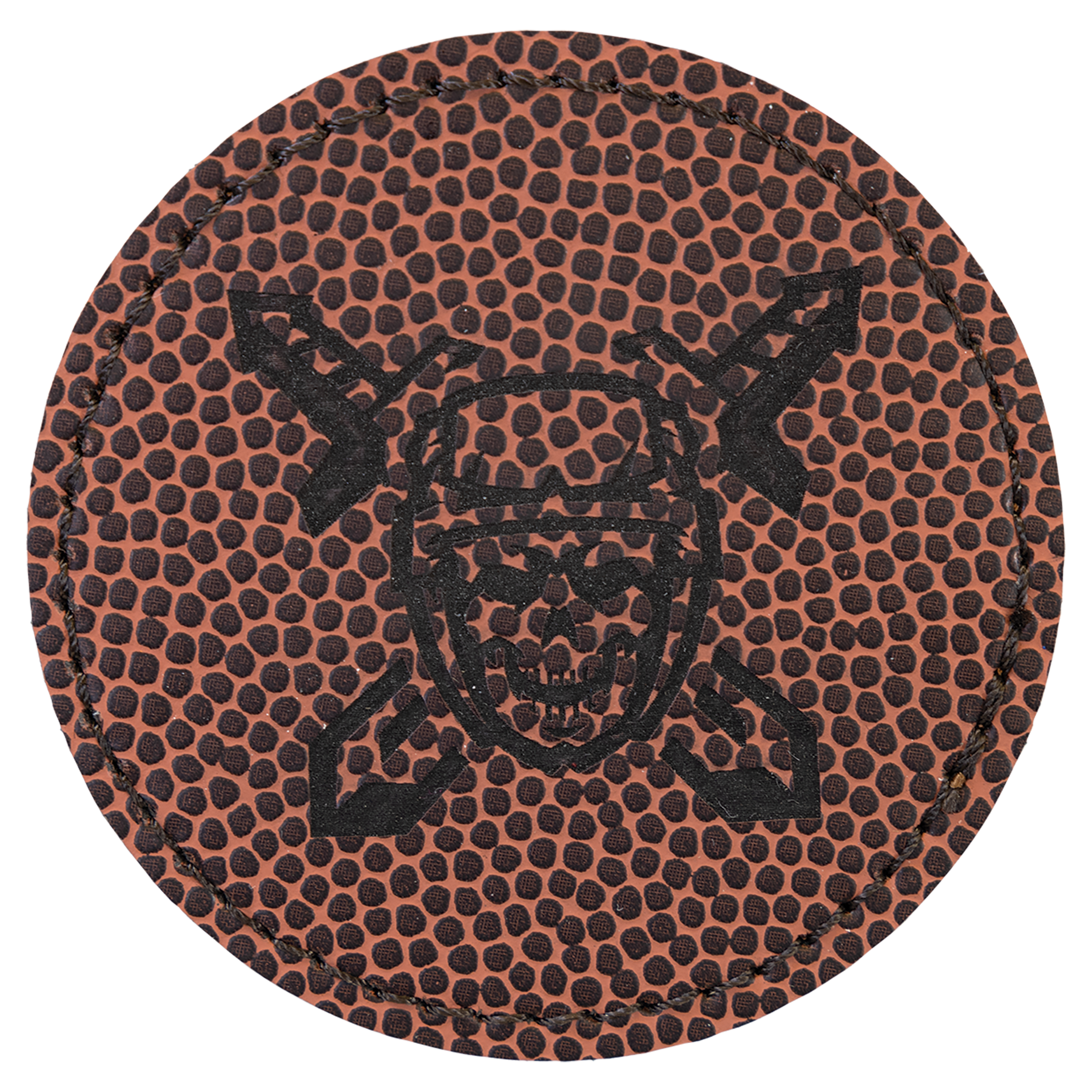 2.5" x 2.5" Football Round Leatherette Patch with Kota Pro – item PTH365