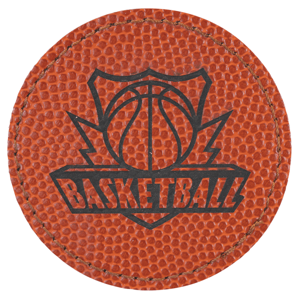 2.5" x 2.5" Basketball Round Leatherette Patch with Kota Pro – item PTH366 image 3