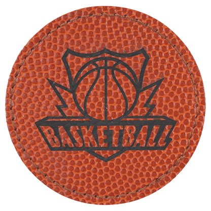 2.5" x 2.5" Basketball Round Leatherette Patch with Kota Pro – item PTH366 image 3