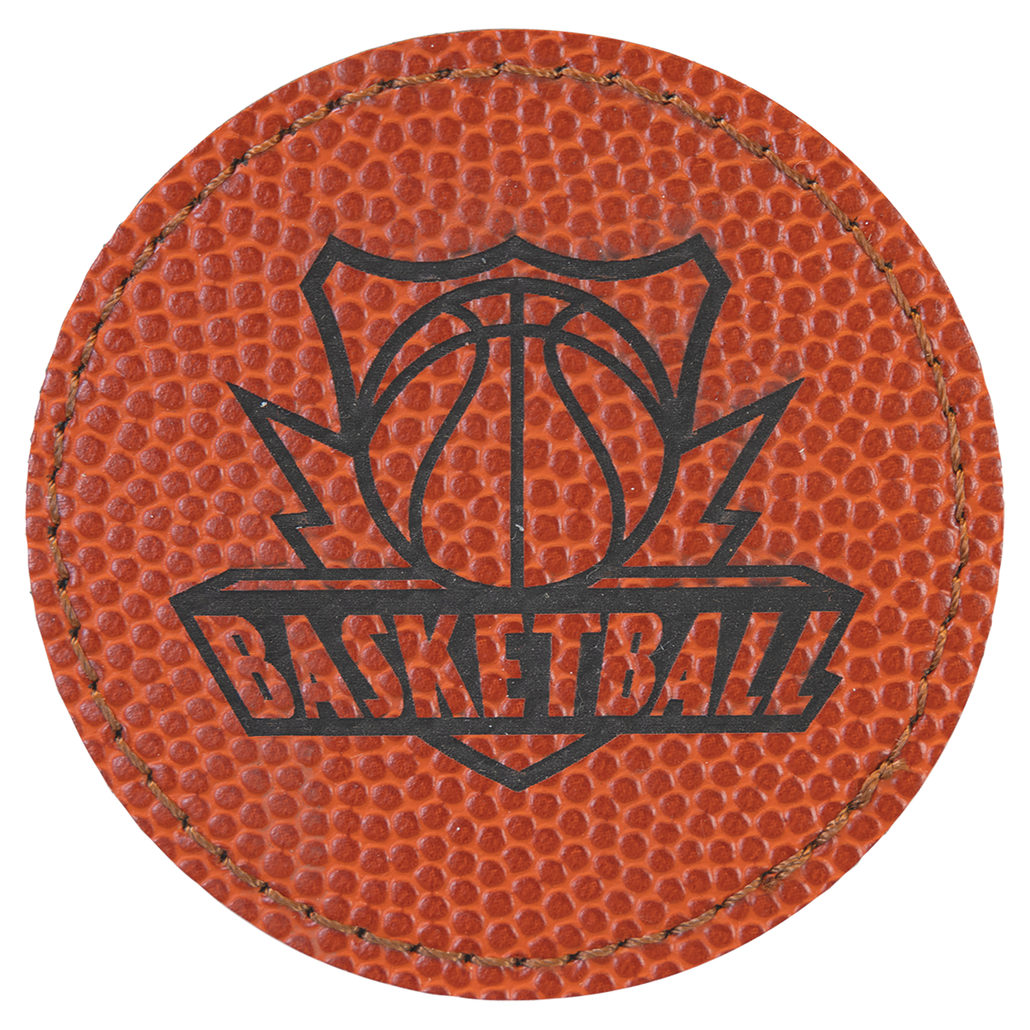 2.5" x 2.5" Basketball Round Leatherette Patch with Kota Pro – item PTH366