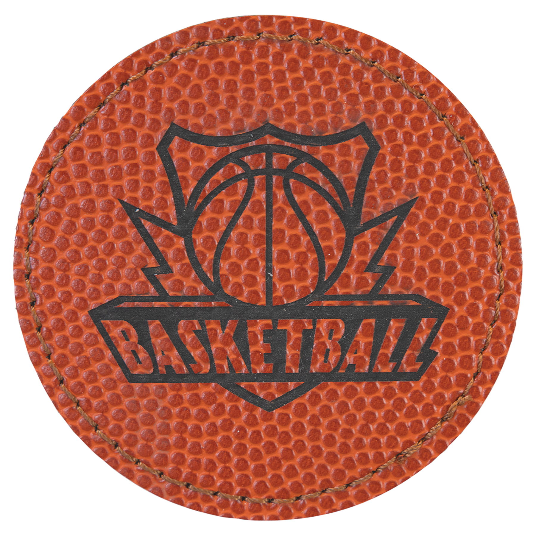 2.5" x 2.5" Basketball Round Leatherette Patch with Kota Pro – item PTH366