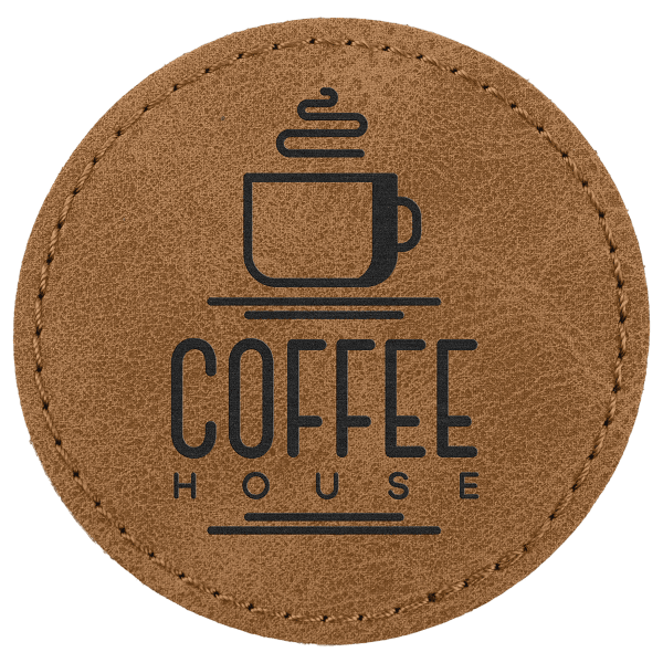 2.5" x 2.5" Medium Brown Round Leatherette Patch Premier – item PTH368 image 3