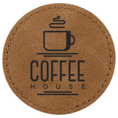2.5" x 2.5" Medium Brown Round Leatherette Patch Premier – item PTH368 image 3