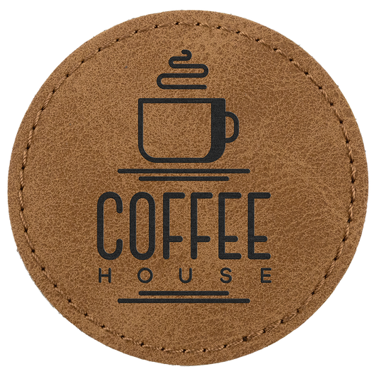 2.5" x 2.5" Medium Brown Round Leatherette Patch Premier – item PTH368