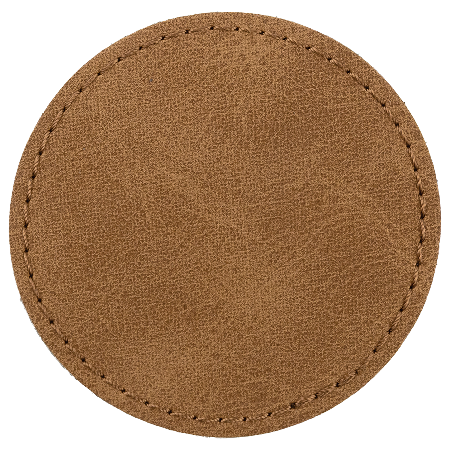 2.5" x 2.5" Medium Brown Round Leatherette Patch Premier – item PTH368 image 2
