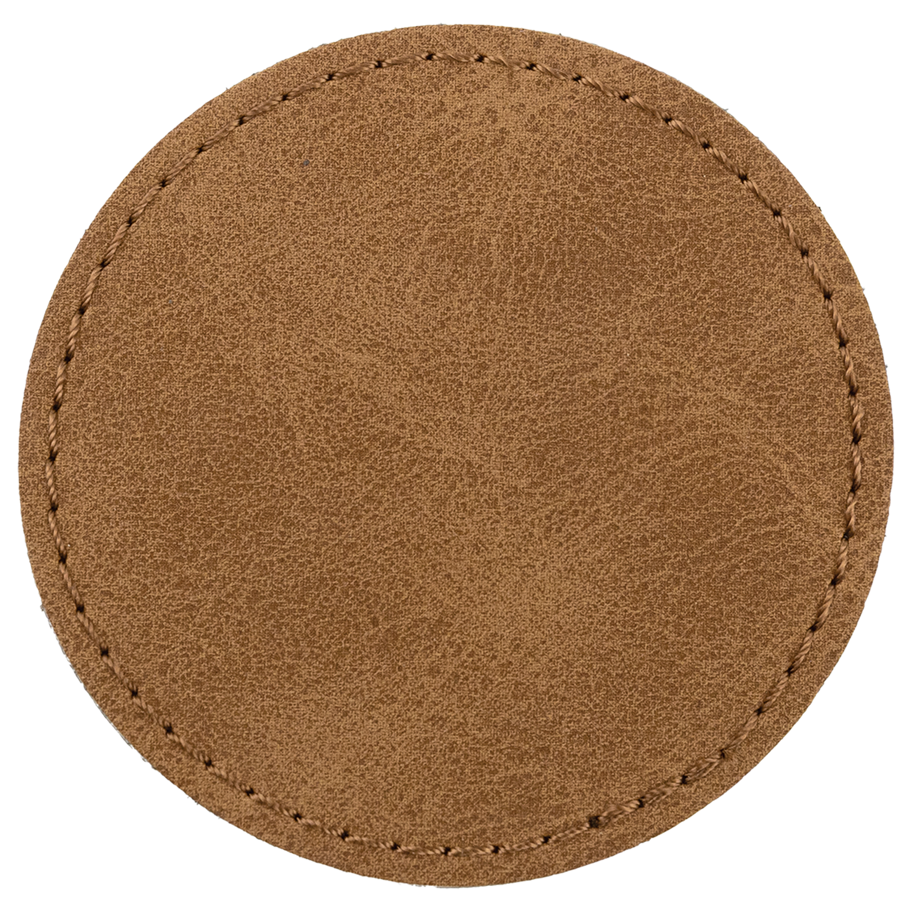 2.5" x 2.5" Medium Brown Round Leatherette Patch Premier – item PTH368 image 2