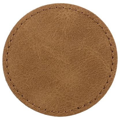 2.5" x 2.5" Medium Brown Round Leatherette Patch Premier – item PTH368 image 2