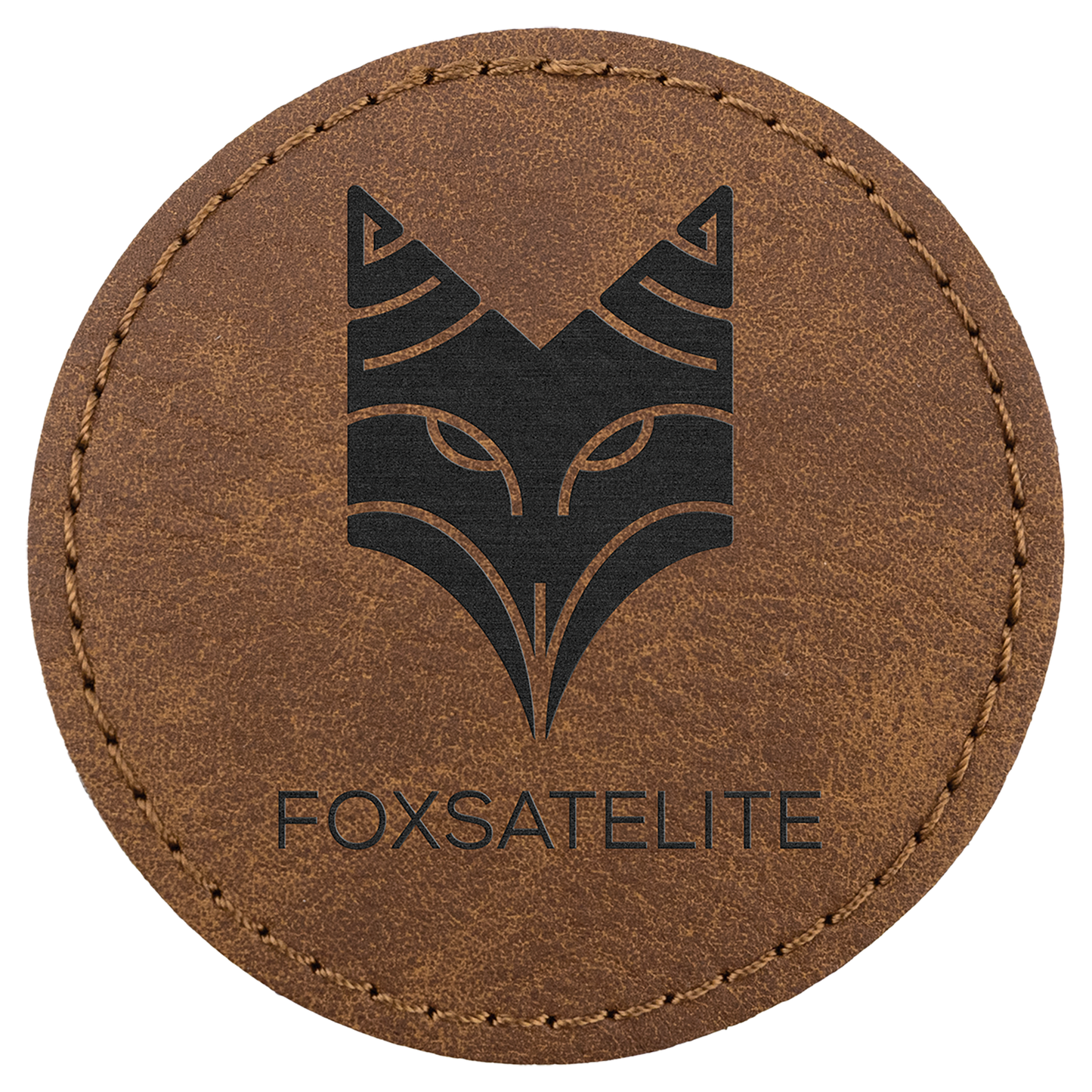 2.5" x 2.5" Dark Brown Round Leatherette Patch Premier – item PTH369