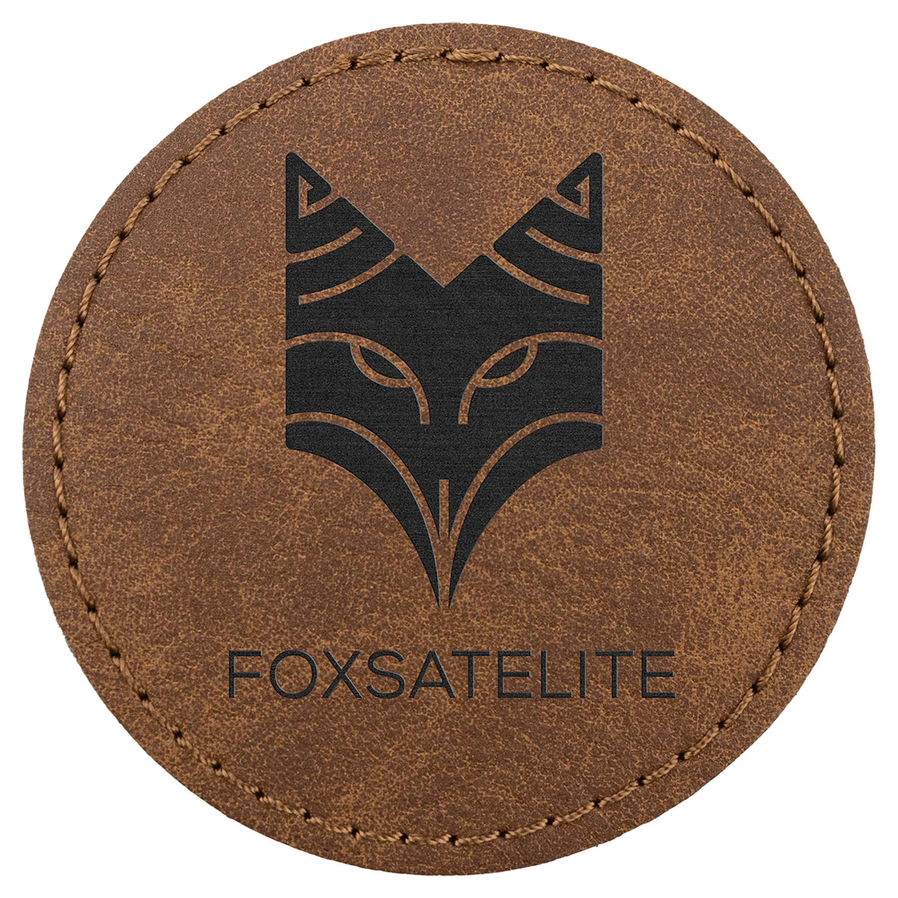 2.5" x 2.5" Dark Brown Round Leatherette Patch Premier – item PTH369