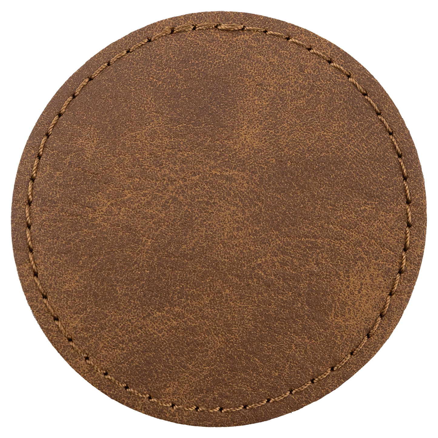 2.5" x 2.5" Dark Brown Round Leatherette Patch Premier – item PTH369 image 2