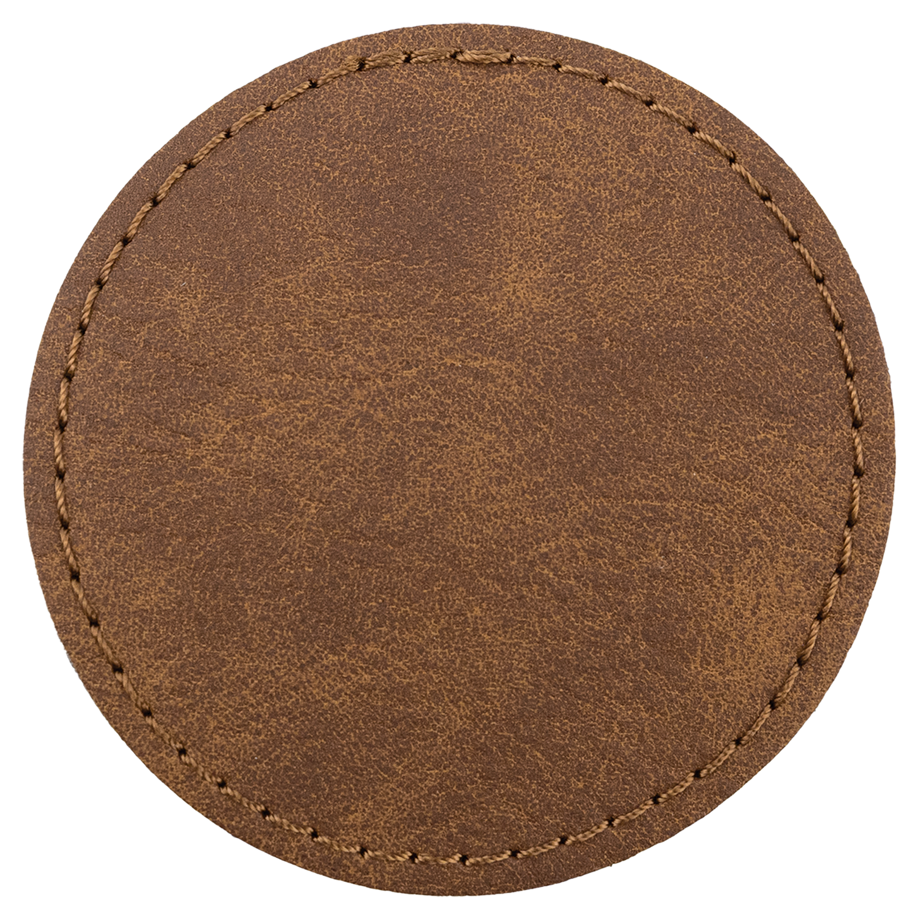 2.5" x 2.5" Dark Brown Round Leatherette Patch Premier – item PTH369 image 2