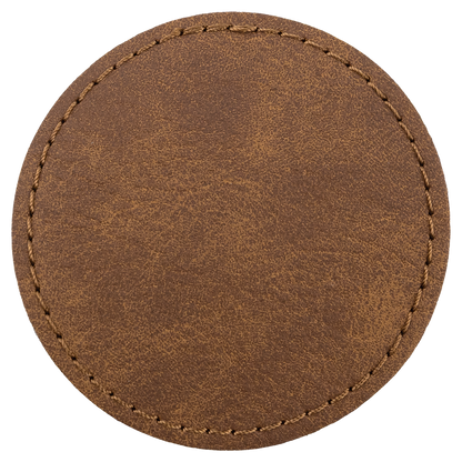 2.5" x 2.5" Dark Brown Round Leatherette Patch Premier – item PTH369 image 2