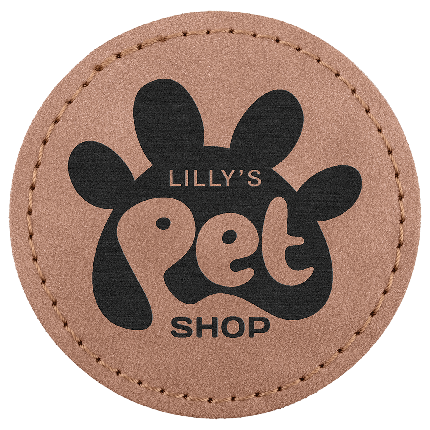 2.5" x 2.5" Blush Round Leatherette Patch with Pro Premier – item PTH370
