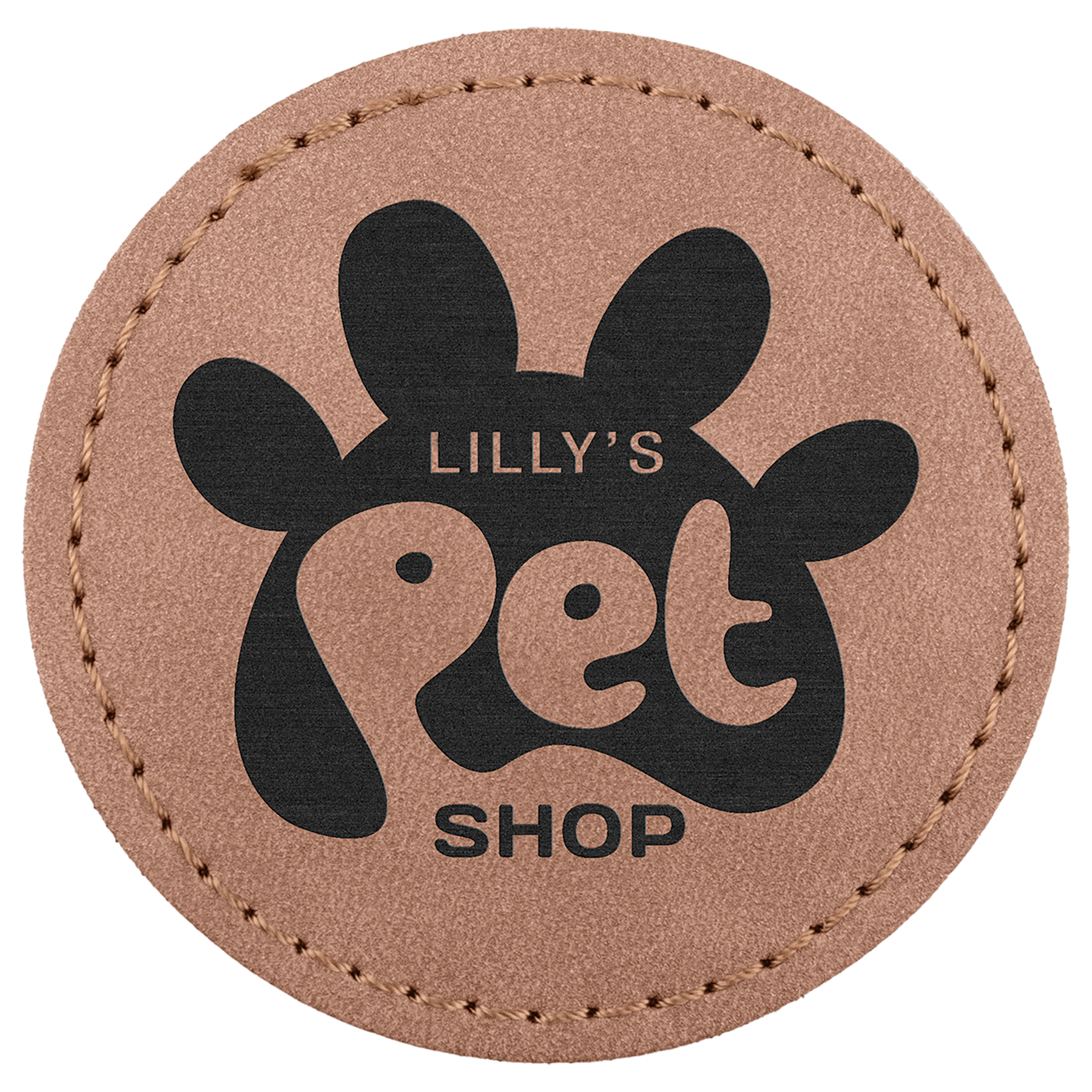 2.5" x 2.5" Blush Round Leatherette Patch with Pro Premier – item PTH370