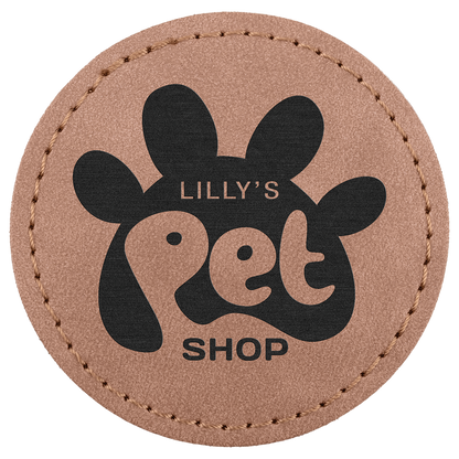 2.5" x 2.5" Blush Round Leatherette Patch with Pro Premier – item PTH370