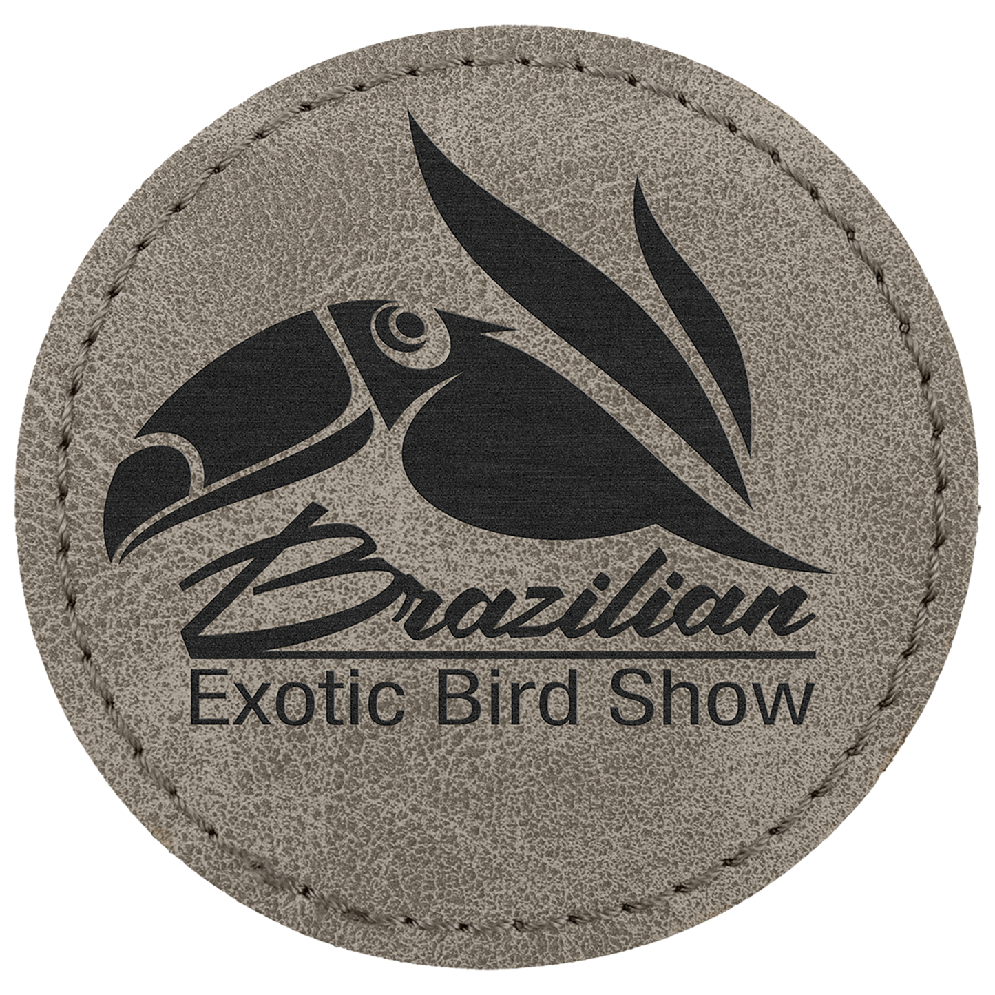 2.5" x 2.5" Gray Round Leatherette Patch with Pro Premier – item PTH372