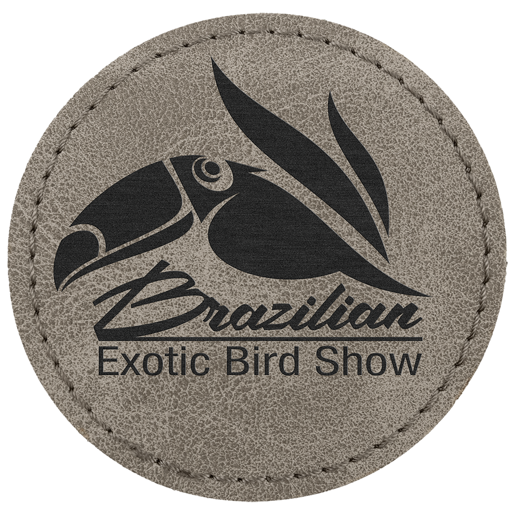 2.5" x 2.5" Gray Round Leatherette Patch with Pro Premier – item PTH372