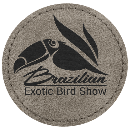 2.5" x 2.5" Gray Round Leatherette Patch with Pro Premier – item PTH372